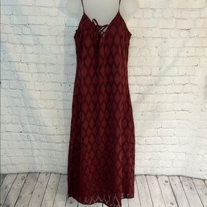Band of the Free Elegant Burgundy Spaghetti Strap Dress